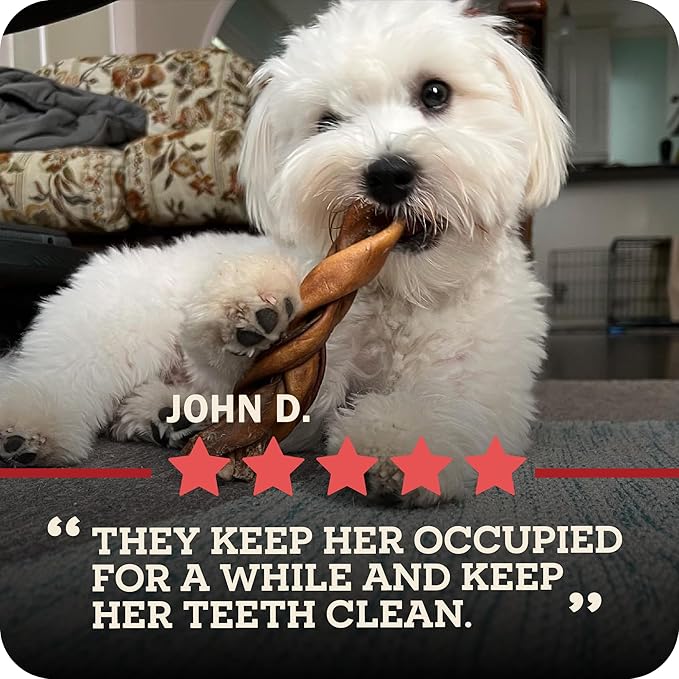 Beef Collagen Sticks - Long Lasting Chews. Bully Sticks Alternative, High Protein Dental Treats with Natural Collagen for Dogs. Supports Joint, Skin & Coat Health