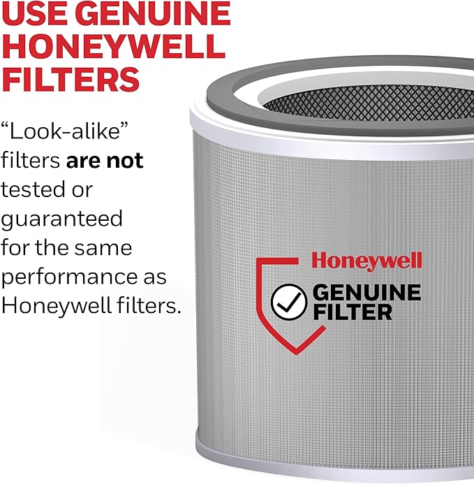 Honeywell Allergen Plus Compact HEPA Small Room Air Purifiers for Home, Up to 530 Ft² Coverage, 3-in-1 Filter, Pet Dander, Smoke & Odor Reducer Air Quality Sensor with Auto Mode, Black, HPA125B