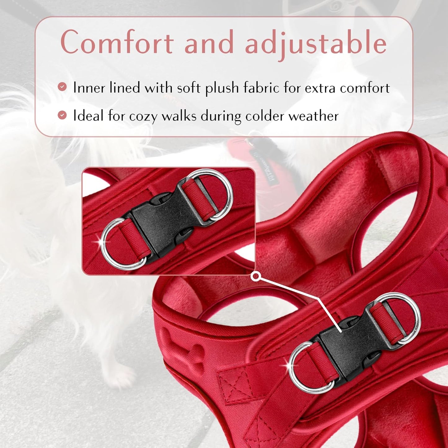 Comfort fit Step-in Dog & Puppy Harness - Comfortable All Weather Dog Vest Harness: Adjustable, Soft Padded, Easy to Put-on for Small, Medium-Sized Dogs.