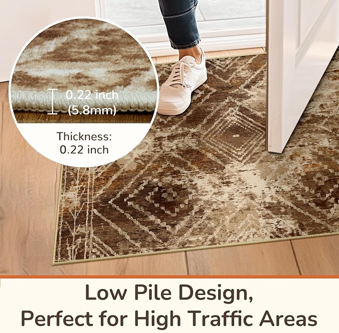 BESTSWEETIE Area Rug 3x5 Rug Machine Washable Non-Slip Low Pile Print Pattern