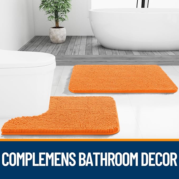 OLANLY Bathroom Rugs 34x21, Extra Soft Absorbent Chenille Bath Rugs, Rubber