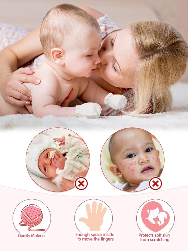 24 Pairs Newborn Baby Mittens Unisex Cute Glove No Scratch Baby Mittens Gloves for 0-6 Months Boys Girls