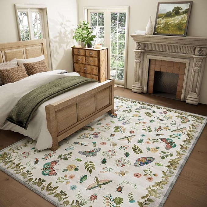 Washable Area Rugs for Living Room: 9x12 Bedroom Rug Vintage Large Rugs Stain