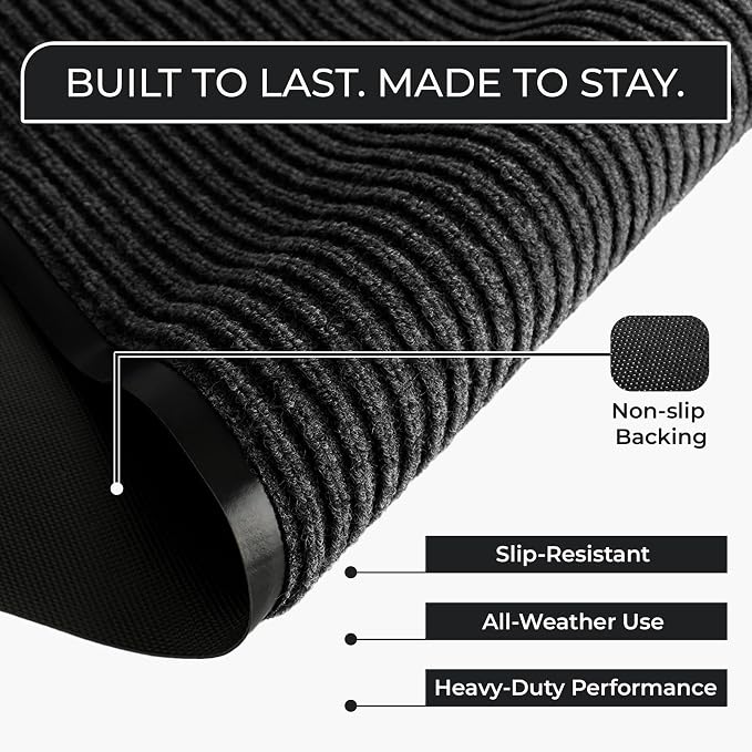 4 Pack Charcoal Commercial Door Mat 3'x6' Heavy Duty Industrial Floor Mat