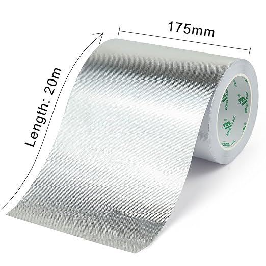 BOMEI PACK Adhesive Aluminum Foil Heat Shield Tape Barrier, Fiberglass Thermal Insulation Reflective Material High Temp Protection (7in*66ft)