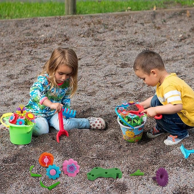 BIRANCO. Flower Garden Building Toys - Build a Bouquet Floral Arrangement Playset for Toddlers and Kids Gifts Age 3, 4, 5, 6 Year Old Girls, Educational STEM Toy (120 PCS)