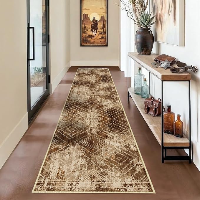 BESTSWEETIE Area Rug 2x10 Rug Machine Washable Non-Slip Low Pile Print Pattern