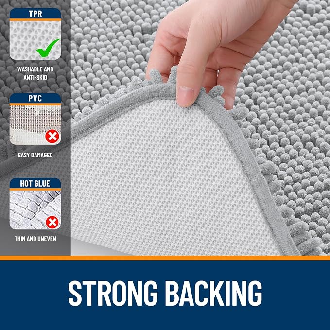 OLANLY Toilet Rugs U-Shaped 24x20, Extra Soft Absorbent Chenille Contour