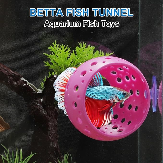 Betta Hideout Tunnel, Interactive Aquarium Decor, Aquarium Tunnel for Betta, Exciting Hiding Spot, Pink