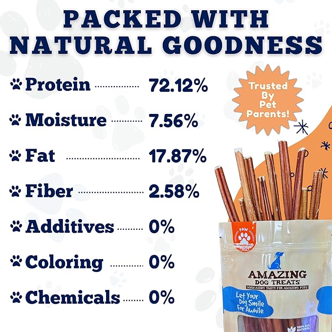 Amazing Dog Treats - Bully Sticks for Small Dogs (6 Inch Junior - 100 Count) - Premium Thin Bully Sticks for Dogs - High Protein, Grass Fed, Additive Free
