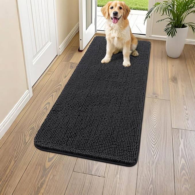Smiry Dog Door Mat for Muddy Paws 45x27, Absorbent Dirt Trapper, Non-Slip