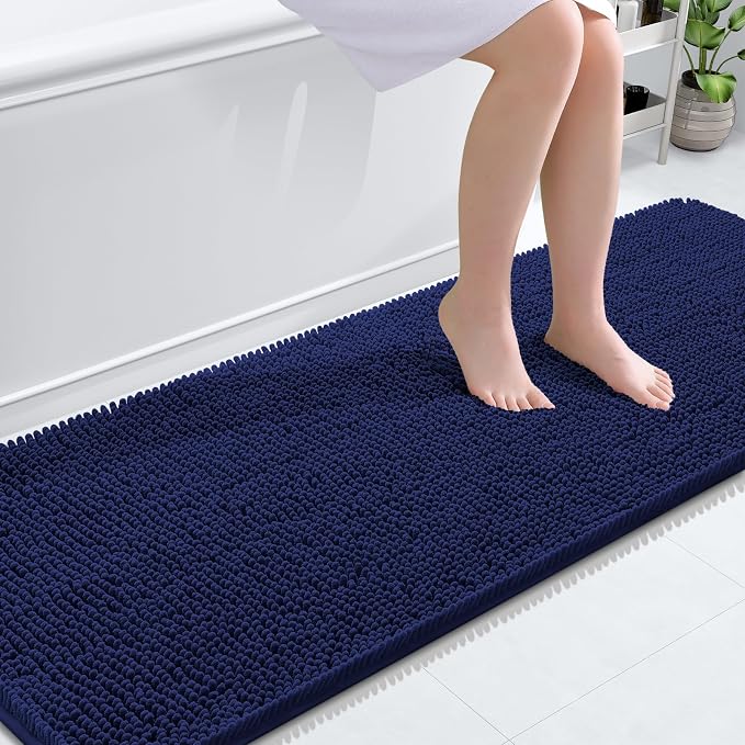 OLANLY Bathroom Runner Rugs 70x24, Soft Absorbent Chenille Bath Rugs, Rubber