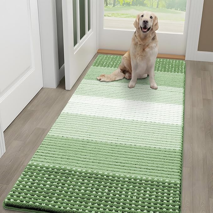 Kitinjoy Indoor Outdoor Door Mat, 59x24 Non-Slip Absorbent Dirt Trapper
