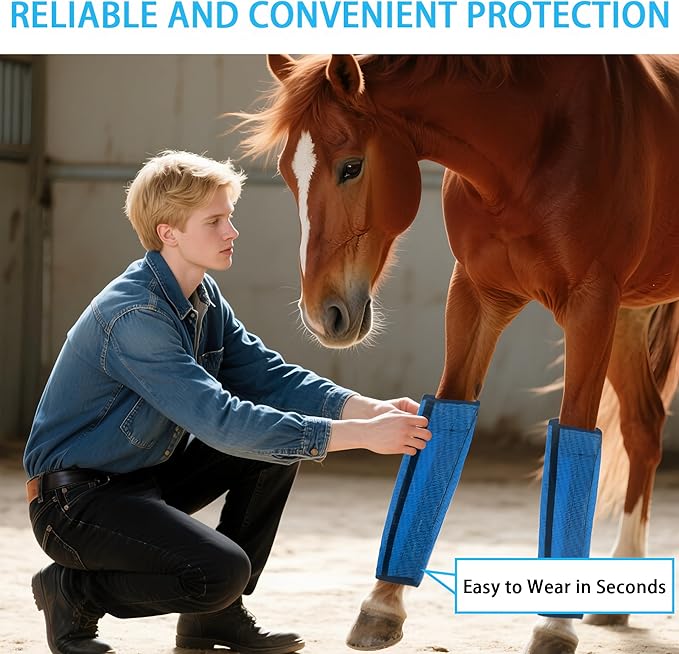 Horse Fly Boot,Loose Fitting Fly Boots for Horses Set of 4,Leggings for Horse Design Protect Horses Legs No More Horsefly Nuisance Greatly&Reduce Stressful Stomping,Breathable/Universal