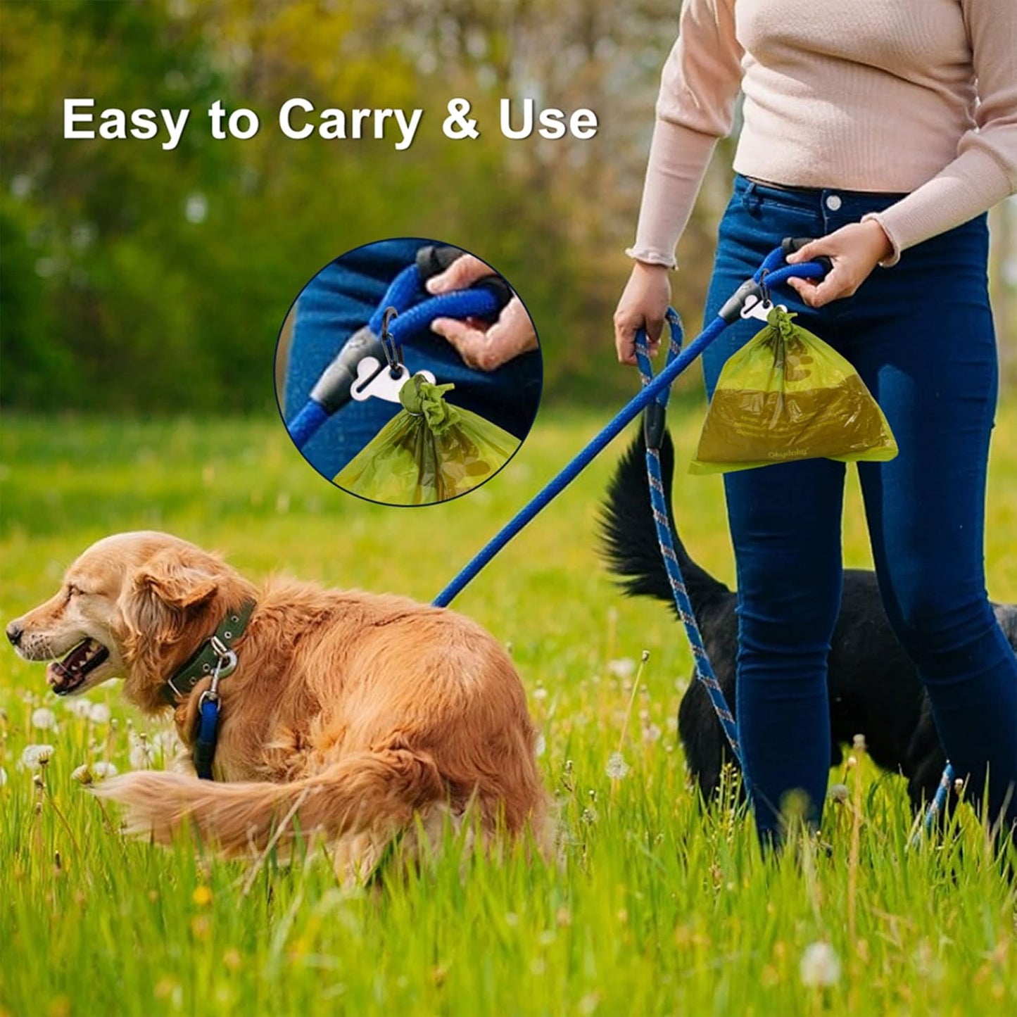 Dog Waste Bag Dispenser Pet Poop Bags Holder for Doggie Waste Bags Dispensers Soft Fabric Zipper Small Doggy Puppy Pouch for Leash Accessory Attachment with Carrier,Blue