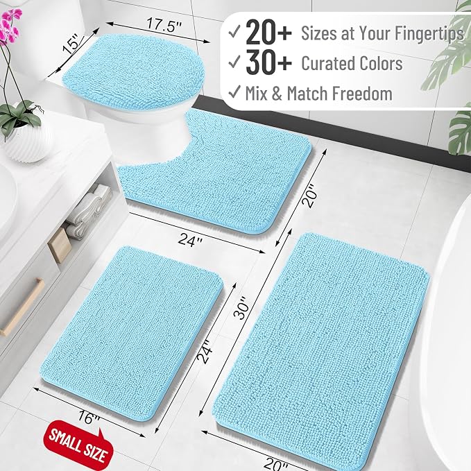 OLANLY Bathroom Rugs 35x24, Extra Soft Absorbent Chenille Bath Rugs, Rubber