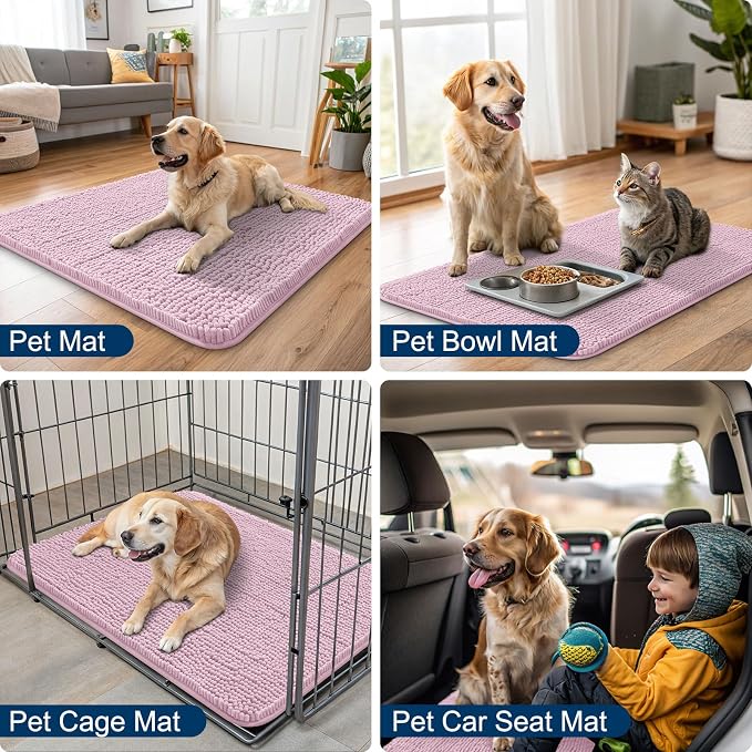 Smiry Dog Door Mat for Muddy Paws 36x24, Absorbent Dirt Trapper, Non-Slip