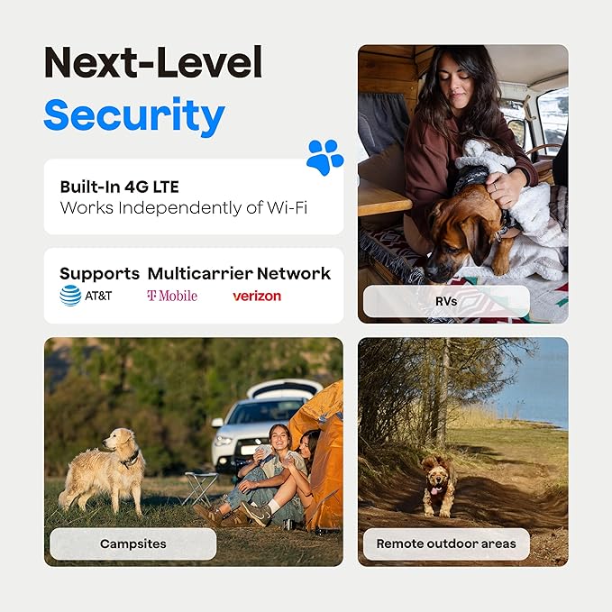 Waggle Pack of 2 4G LTE Security Camera for RV, No Wi-Fi Needed, 2K HD, 300° Pan, 9000mAh Battery, PIR & AI Human Detection, Siren Alarm, Indoor/Outdoor Cam for Camping/Travel, Subscription Required
