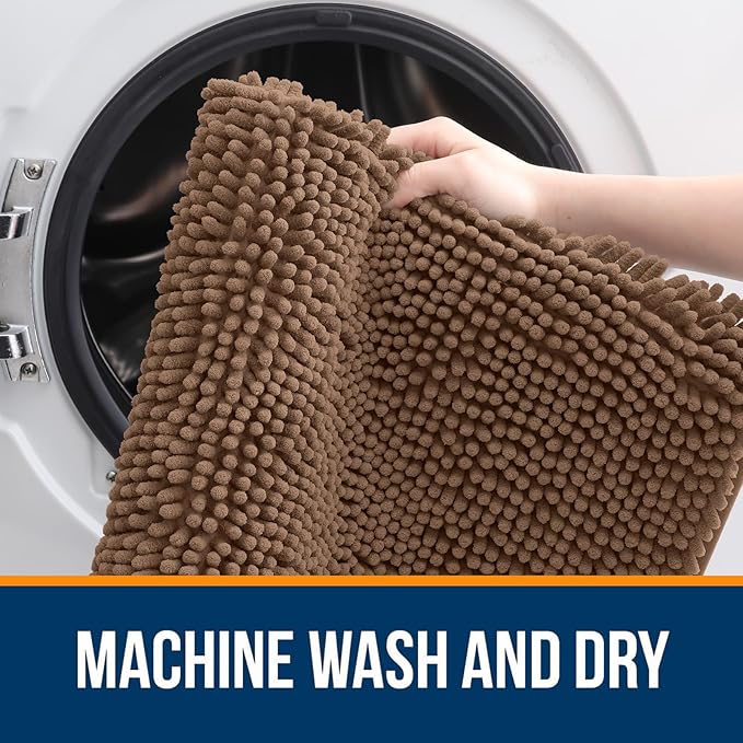 OLANLY Bathroom Rugs 36x24, Extra Soft Absorbent Chenille Bath Rugs, Rubber