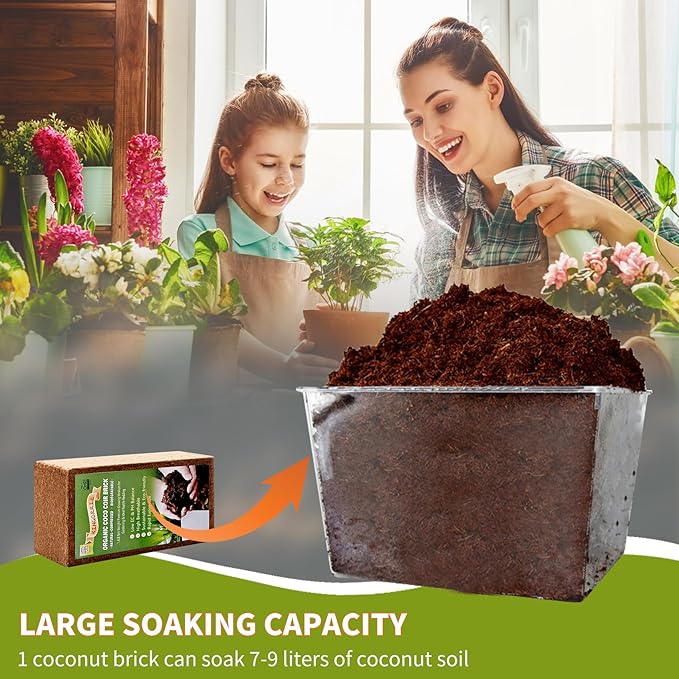 Coco Coir Brick for Plants- 5 Pack,1.4lbs 100% Organic Coconut Coir Soil Neutral pH, for Plant Growth and Root Developmentfor Growing Vegetables & Ideal Reptile Bedding (5)