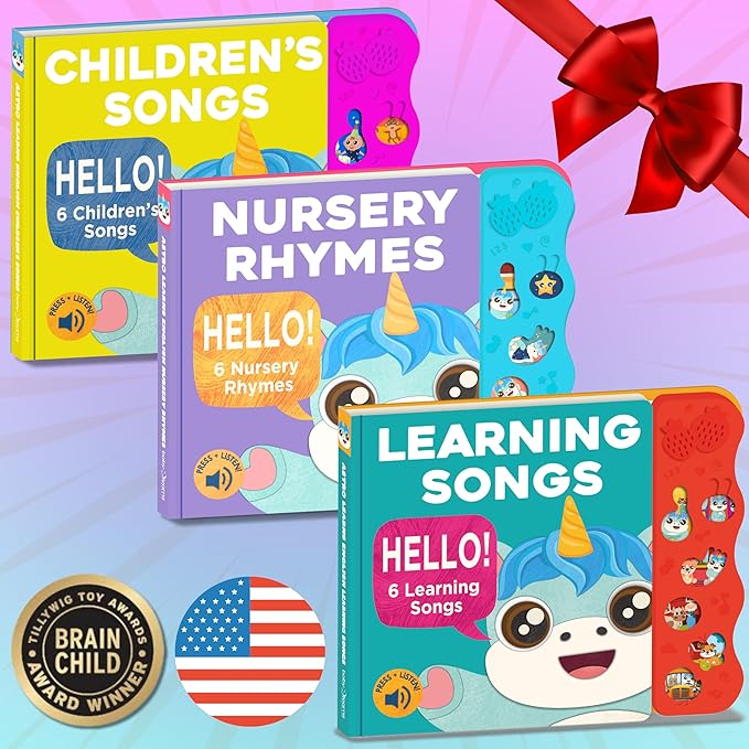 Learning Songs: Musical Toys & Interactive Sound Book for Toddlers 1-3, Baby’s First Year Music Book Gift, Singing Book for 1 Year Old Toddler & Kids, Nursery Rhymes Musical Books for Baby & Children