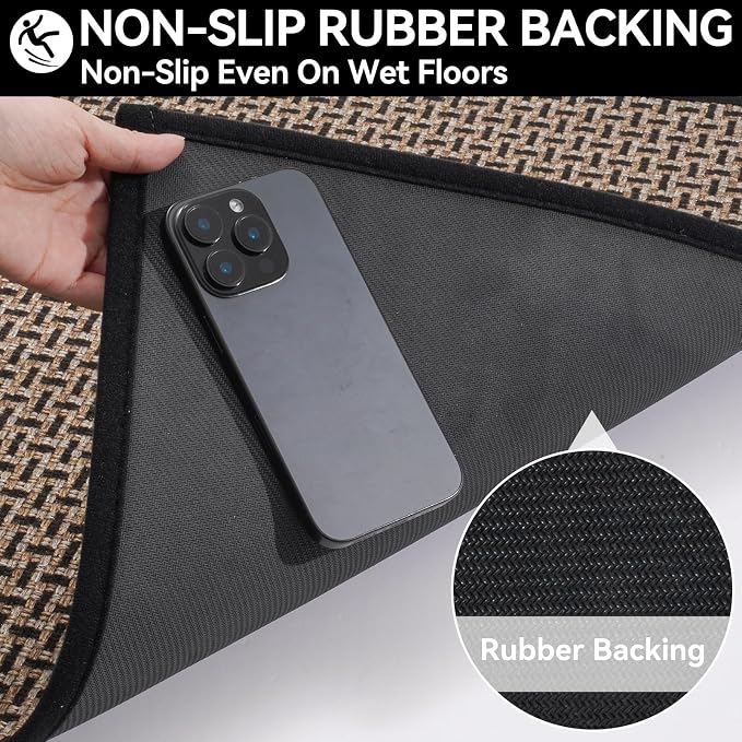 YDKGL Door Mat 17"x30", Dirt Resistant and Absorbent, Non-Slip Rubber Backing
