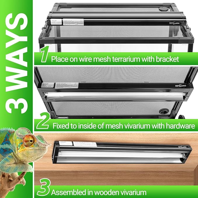 REPTI ZOO UVB Reptile Light, New Version T5 HO UVB Lighting Combo Kit, Reptile Terrarium Hood with 5.0 UVB Tube Bulb, Reptile Light Fixture 24W-22Inch