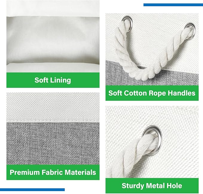 Bidtakay Small Baskets Fabric Storage Baskets for Organizing 3-Pack 12x8x5 Inch Collapsible Storage Bins for Shelves Canvas Bins for Closet Organization Home Baskets Storage Linen Closet S-White&Grey