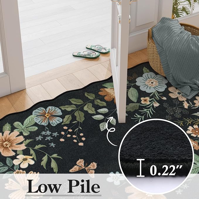 Lahome Floral 9x12 Area Rugs for Living Room Bedroom, Soft Washable Rugs 9x12