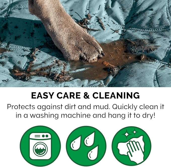 Furhaven Waterproof & Non-Slip Queen Size Mattress Cover Protector for Dogs & Cats, Washable, For Beds, Couches, & Car Seats - Quilted Twill Blanket Mattress Cover - Nile Blue, Large/Queen Size
