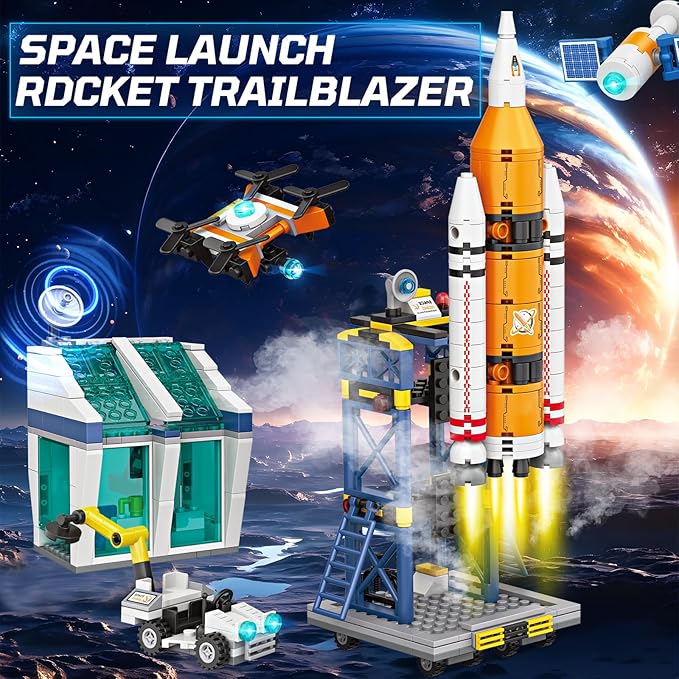 Exploratory Building Blocks Set: 461PCS Rocket, Space Shuttle, Moon Buggy, and Satellite Kit - STEM Learning with Space Capsule - Ideal for 6-12 Year Old Boys
