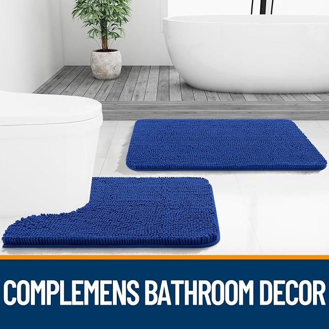 OLANLY Bathroom Runner Rugs 47x24, Soft Absorbent Chenille Bath Rugs, Rubber