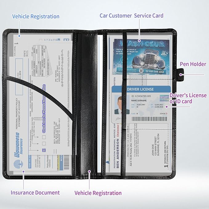 Car Registration and Insurance Holder,Leather Insurance License and Registration Card Holder for Car Glove Box, Auto Truck Document Holder Organizer for Men Women,Skull Flowers