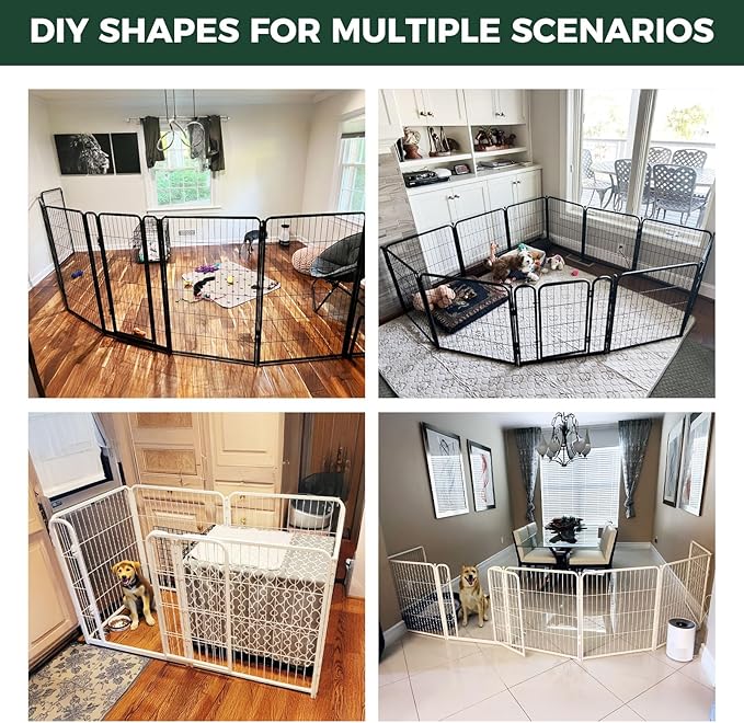 FXW Homeplus Unleashed Indoor Dog Playpen - Stress-Free and Safe Play, Heavy Duty 40 Inch 16 Panels Dog Pen for Medium and Large Dogs, Black│Patented