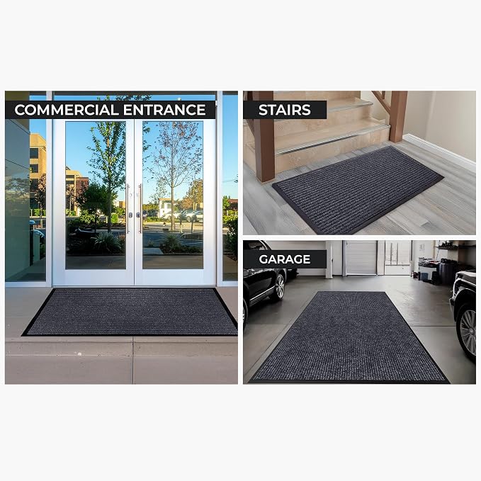 Heavy Duty Entry Mat 2' x 3', Low Profile Door Rug