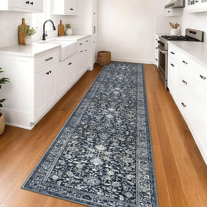 KILOCOCO Runner for Hallway 3x16 Runner Rug Printed Vintage Floral Washable Rug