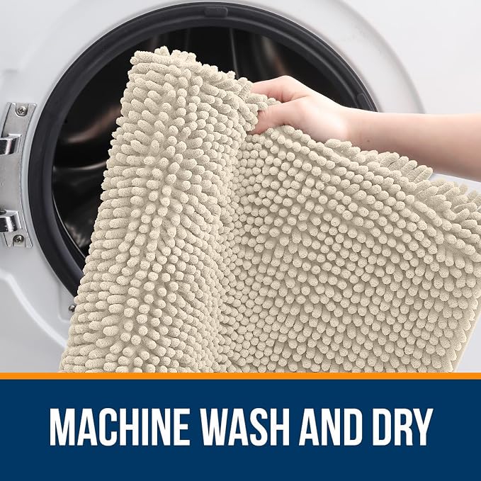 OLANLY Bathroom Runner Rugs 47x17, Extra Soft Absorbent Chenille Bath Rugs