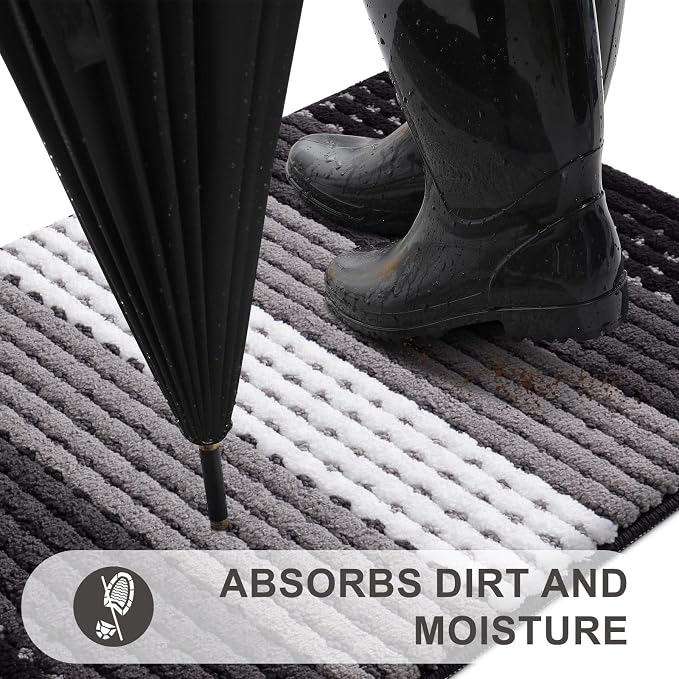 Kitinjoy Indoor Outdoor Door Mat, 71x47 Non-Slip Absorbent Dirt Trapper