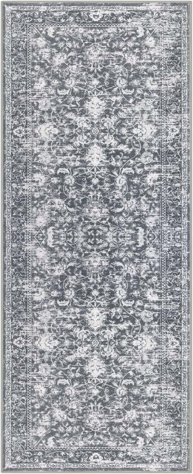 KILOCOCO Hallway Runner 3x8 Rug Runner Printed Vintage Floral Washable Kitchen