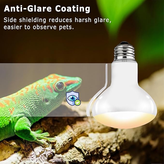 UVA Reptile Heat Lamp Bulb 75W - Ideal Basking Light for Bearded Dragons, Lizards, Chicks & Amphibians, Simulated Sunlight for Terrariums, Promotes Healthy Bone & Immune System | 2 Pack