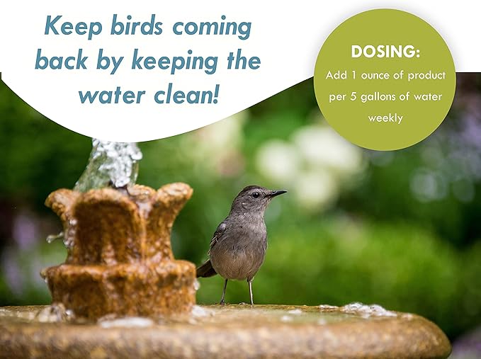 Bird Bath & Fountain Maintenance - (8 Ounces) - Fast-Acting Enzyme-Based Formula Will Extend The Life of Your Water Feature, Aid in Maintaining a Balanced Ecosystem - Safe for All Birds & Animals