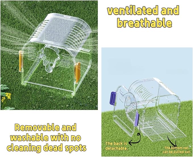 Portable Plastic Bird Cages，Travel Bird Cage,Lightweight Waterproof Ventilated Small Bird Cage,Outdoor Use Easy to Carry,for Small Birds, Budgies and Pet Birds (Yellow, A)