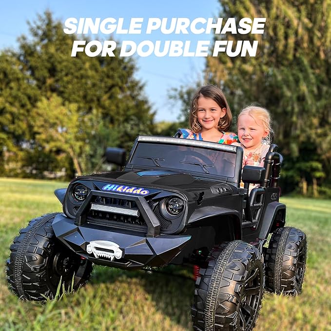 24V 9Ah Ride on Toy for Big Kids, 4WD 2 Seater Ride on Car Truck with Remote Control, 4x200W Motor - Black