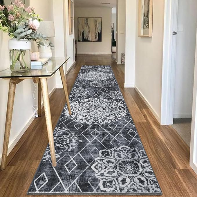 HEBE Hallway Runner Rug 2'8''x14' Washable Vintage Distressed Area Rugs Non