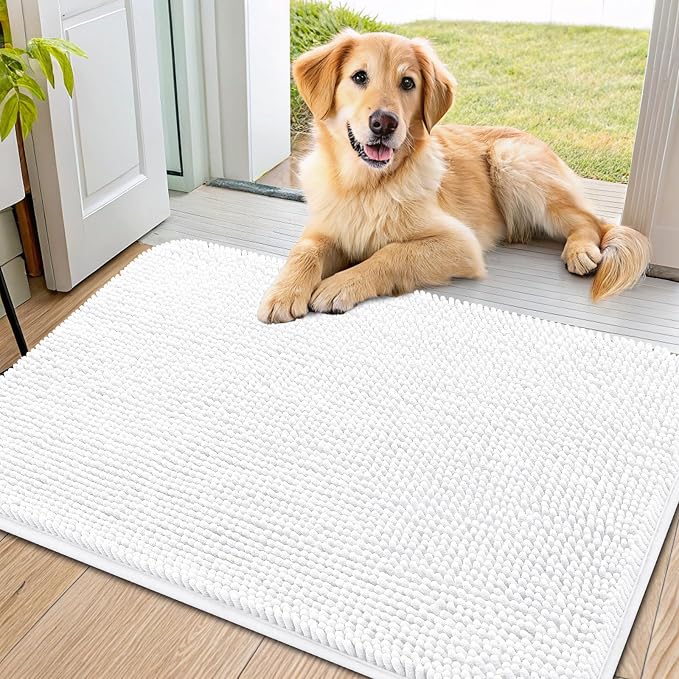 Smiry Dog Door Mat for Muddy Paws 36x24, Absorbent Dirt Trapper, Non-Slip