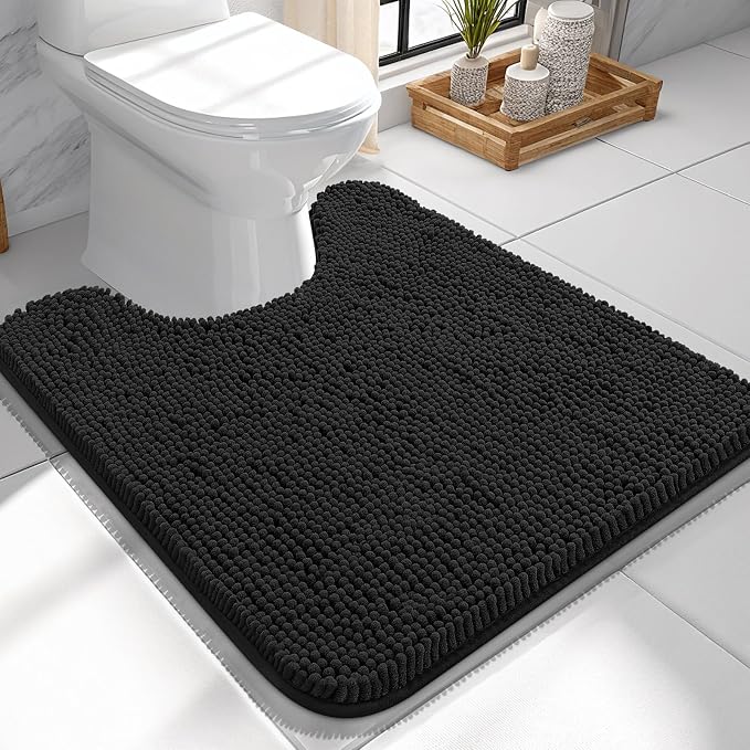 OLANLY Toilet Rugs U-Shaped 24x24, Extra Soft Absorbent Chenille Contour