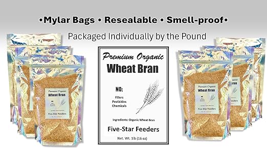 Wheat Bran Bedding & Gutload for Mealworms, Superworms, and Feeder Insects – 10 lb (160 oz) by Five-Star Feeders