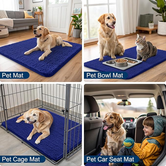Smiry Dog Door Mat for Muddy Paws 36x24, Absorbent Dirt Trapper, Non-Slip