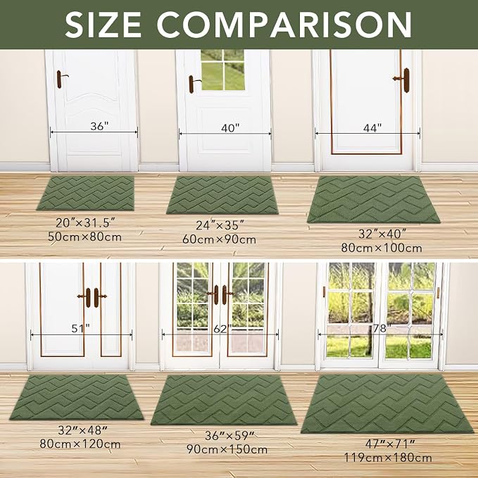 hicorfe Front Door Mat Outside Entrance, Stain and Fade Resistant, Non Slip