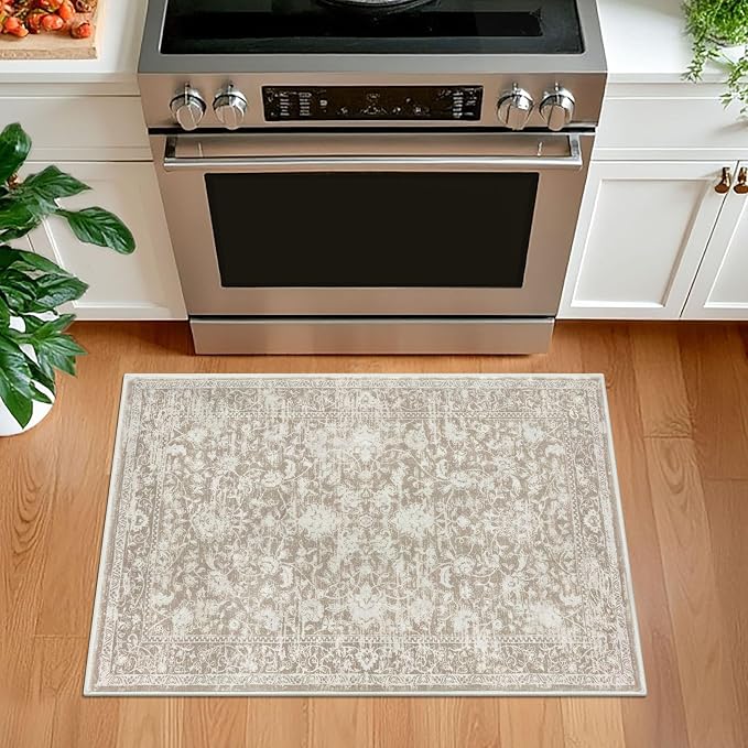 KILOCOCO Small Area Rug 2x3 Entryway Rugs Printed Vintage Floral Washable Rug